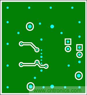 圖8:兩層板布線(底層),器件為TDFN封裝