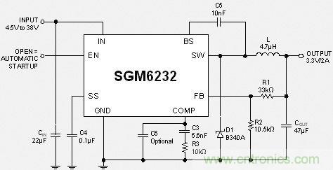 圖題:非同步降壓開關穩壓器