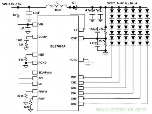 圖題:可利用單單元鋰離子電池驅動的背光燈用LED驅動IC