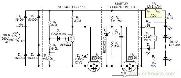 圖3:本電路通過嚴格控制開關的閥值,只提供剛剛足夠的LED電壓,從而提高效率