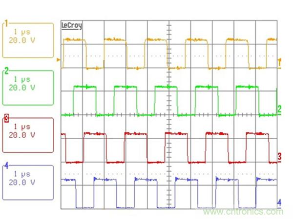 所有四個相位的漏-源電壓波形