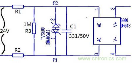 案例1：輸入端24V波動，R1和R2常被燒壞。