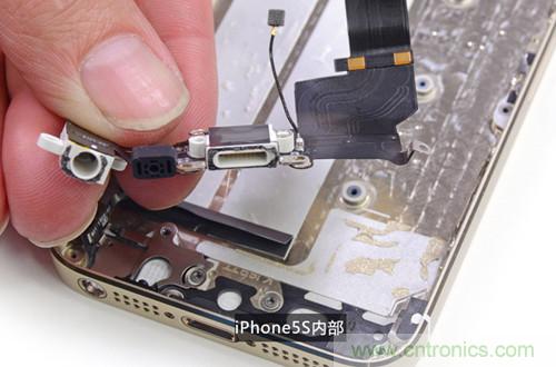 土豪金iPhone 5S拆解:內部結構升級,維修難度增加