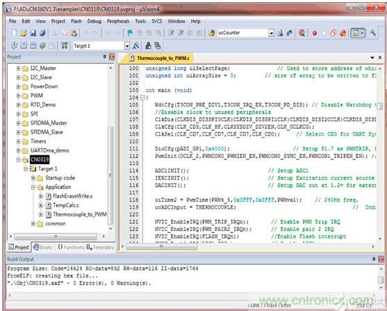 顯示了利用KeilμVision4工具查看時項目中所用的源文件列表
