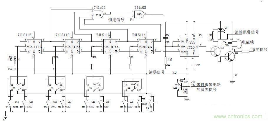 鍵盤輸入、密碼修改、密碼檢測、開鎖、執行電路