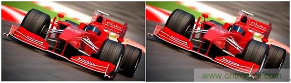 右側(cè)圖片按照DSC規(guī)范進行了2.5x壓縮，左側(cè)圖片未經(jīng)壓縮。瀏覽者很難看出兩者的差別。