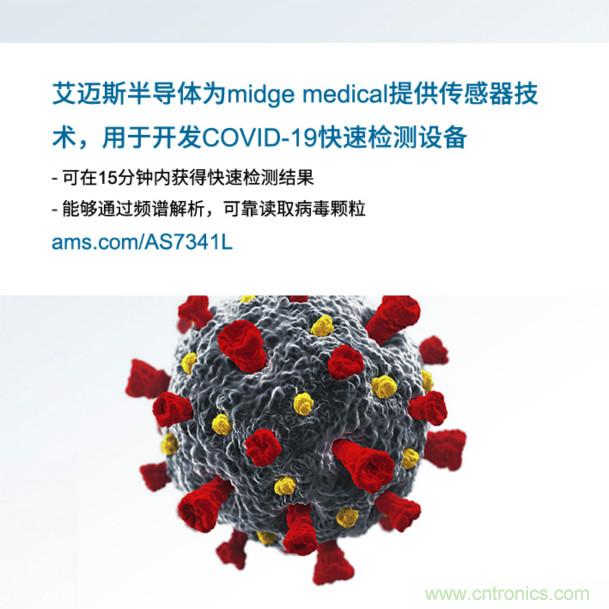 艾邁斯為midge medical提供傳感器技術(shù),用于開發(fā)COVID-19快速檢測設(shè)備