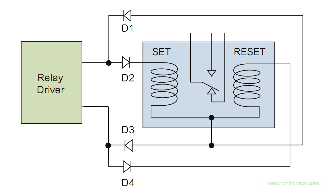 如何利用二極管電路實現(xiàn)雙線圈鎖存繼電器? 如何利用二極管電路實現(xiàn)雙線圈鎖存繼電器?