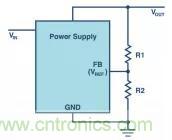 如何使用電源設計中的分壓器調節輸出電壓？