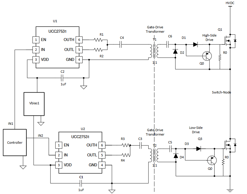 使用單輸出柵極驅動器實現(xiàn)高側或低側驅動