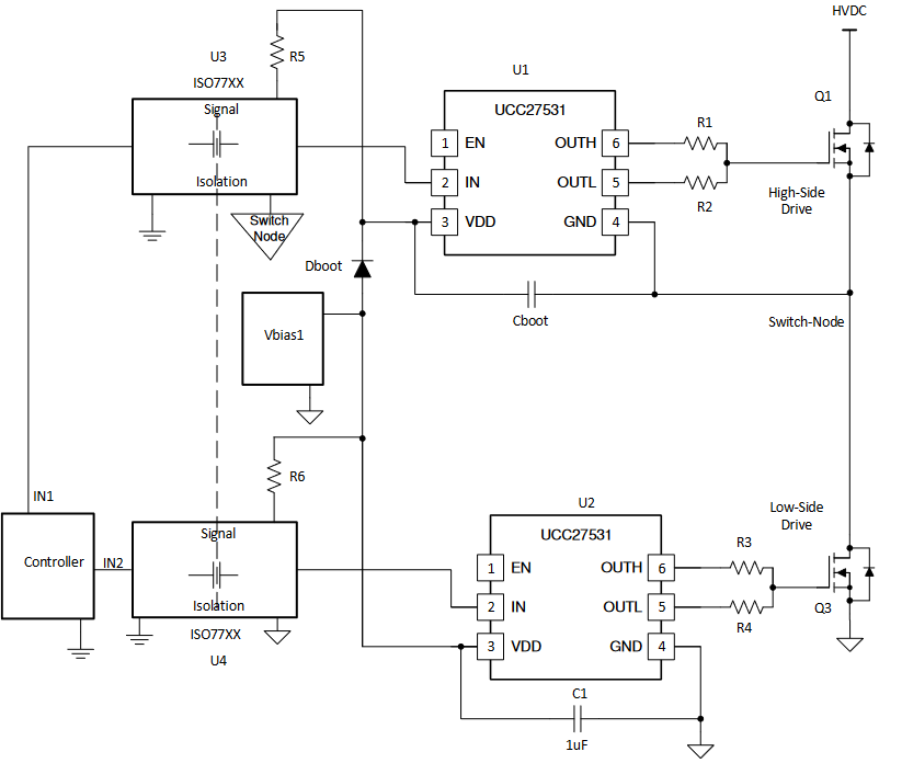 使用單輸出柵極驅動器實現(xiàn)高側或低側驅動
