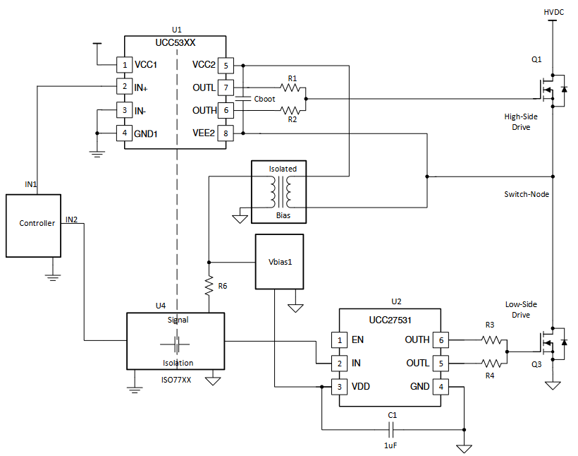 使用單輸出柵極驅動器實現(xiàn)高側或低側驅動